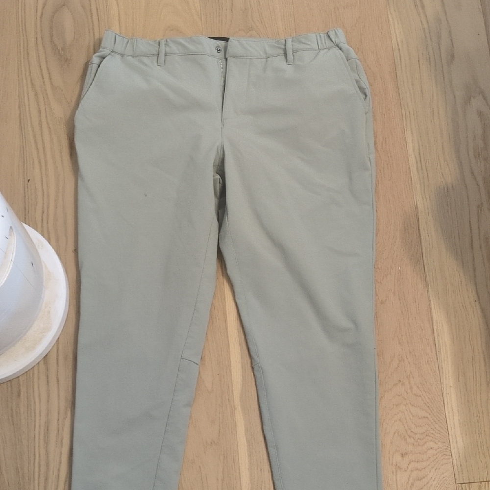 Gray Chino Pants with Flat Front Design